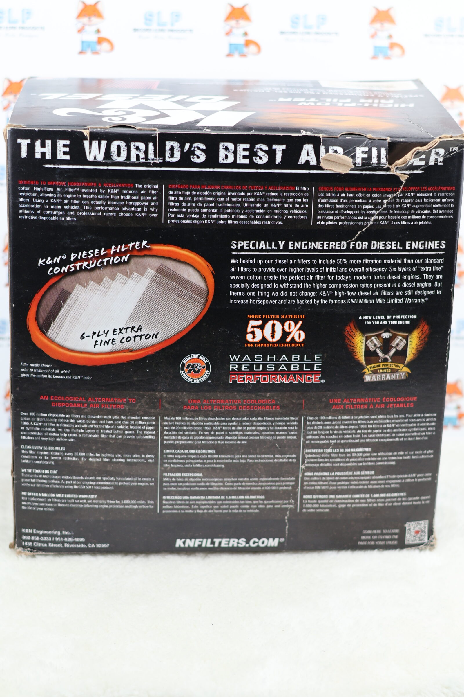 K&N Diesel High-Flow Air Filter E-0781 Washable Reusable - Image 5