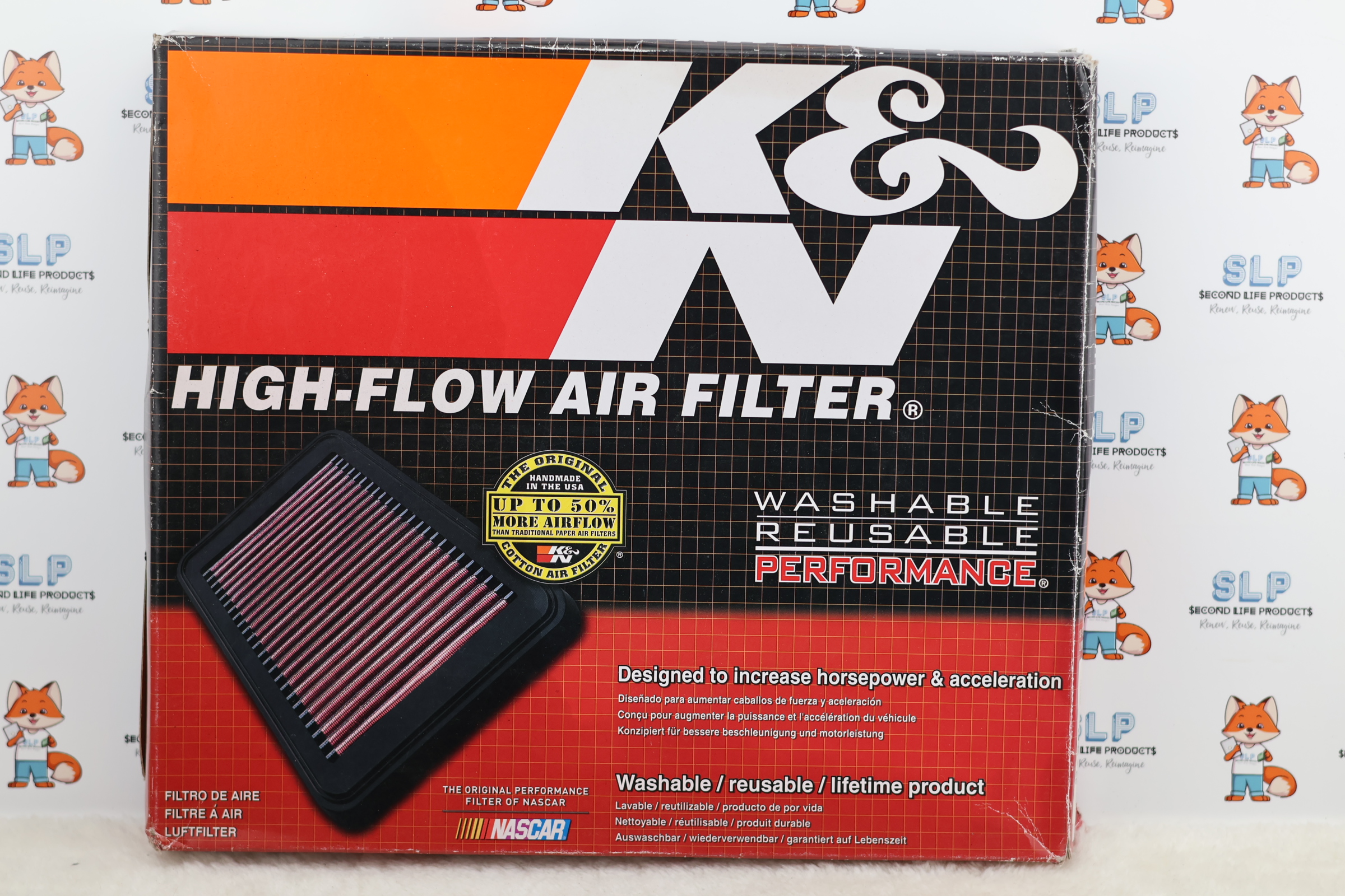K&N High-Flow Air Filter 33-2394 Washable Reusable