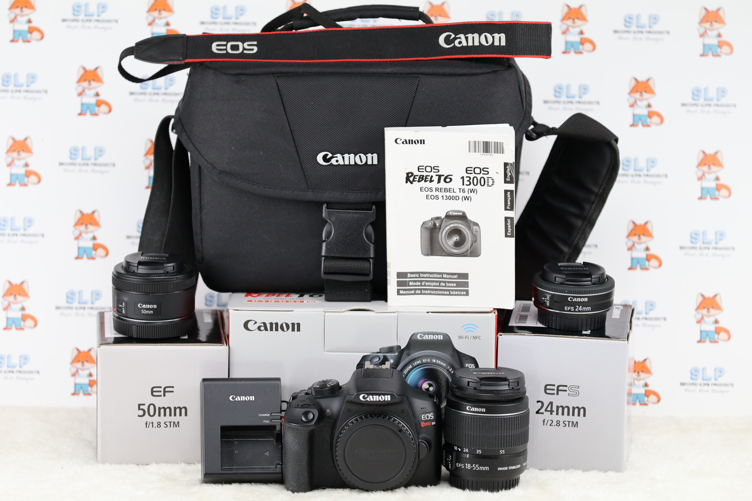 Canon EOS Rebel T6 DSLR Camera Kit with Lenses and Bag