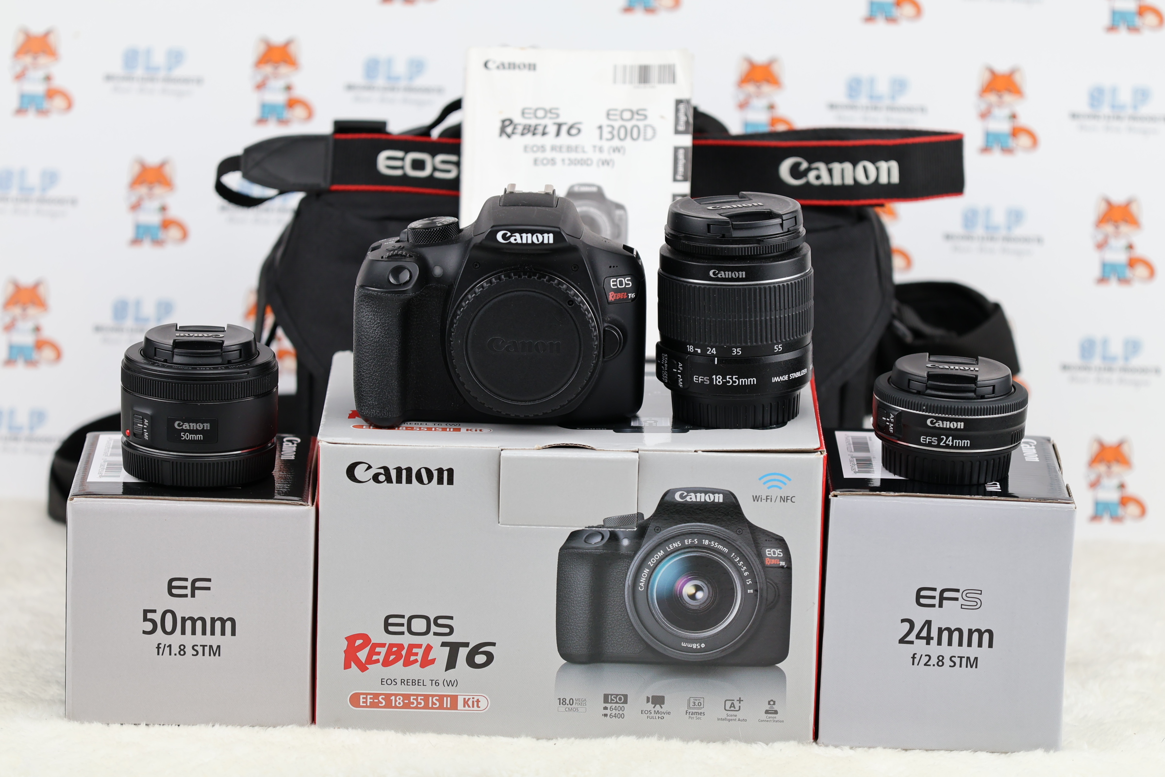 Canon EOS Rebel T6 DSLR Camera Kit with Lenses and Bag - Image 5