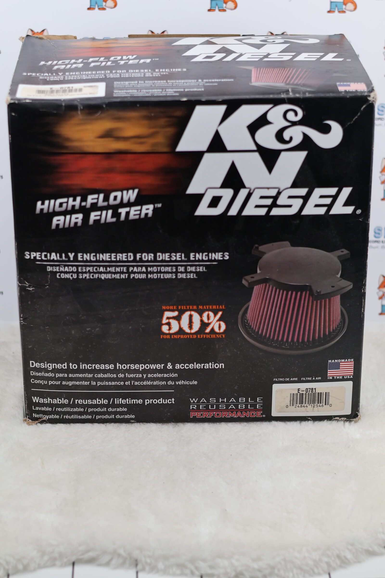 K&N Diesel High-Flow Air Filter E-0781 Washable Reusable