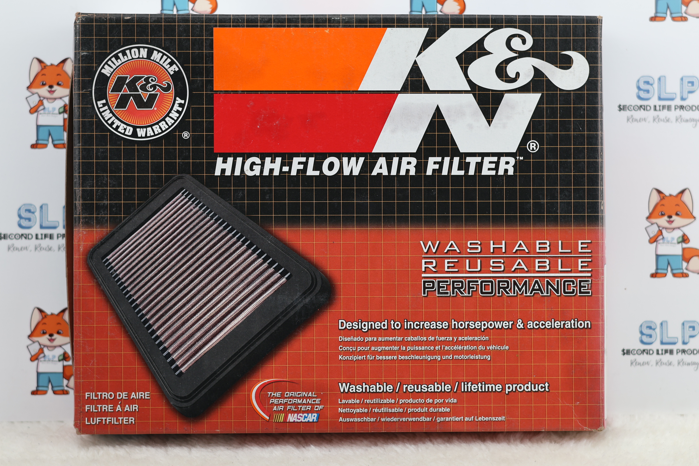 K&N High-Flow Air Filter 33-2409 Washable Reusable